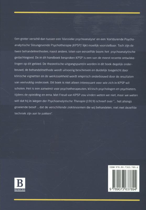 Achterkant van Kortdurende psychoanalytische steungevende psychotherapie