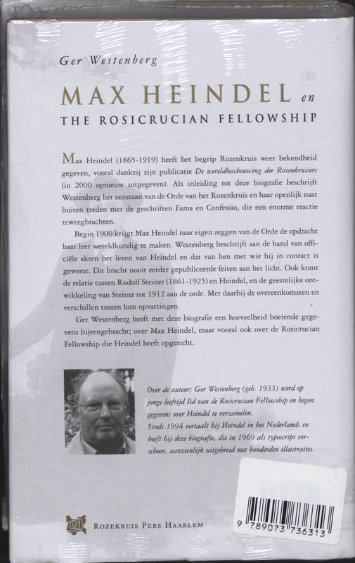 Achterkant van Max Heindel en 'The Rosicrucian Fellowship