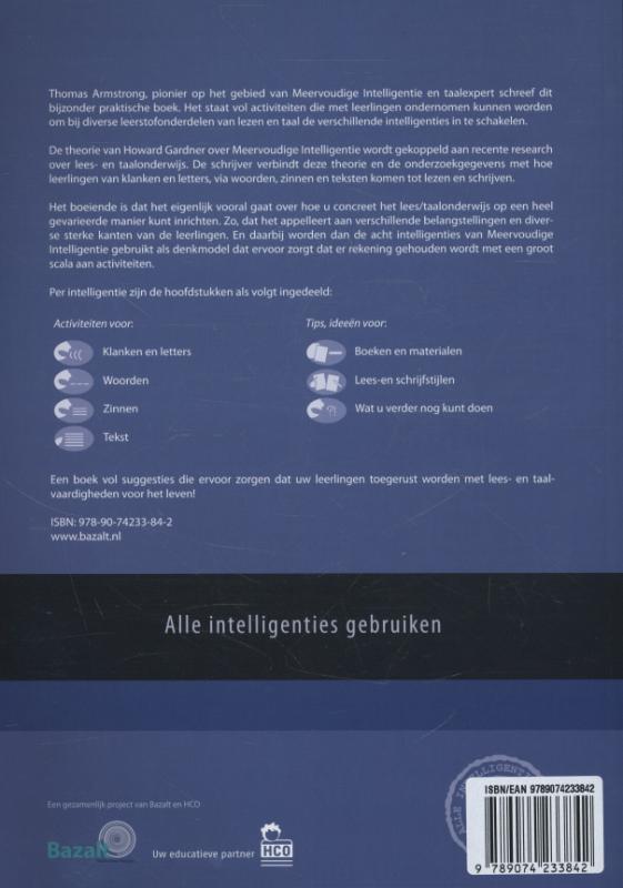 Achterkant van Meervoudige intelligentie bij taal en lezen