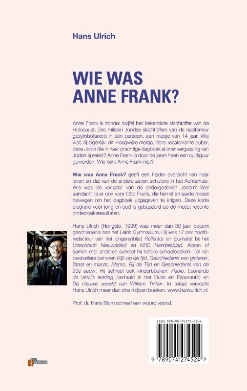 Achterkant van Wie was Anne Frank?