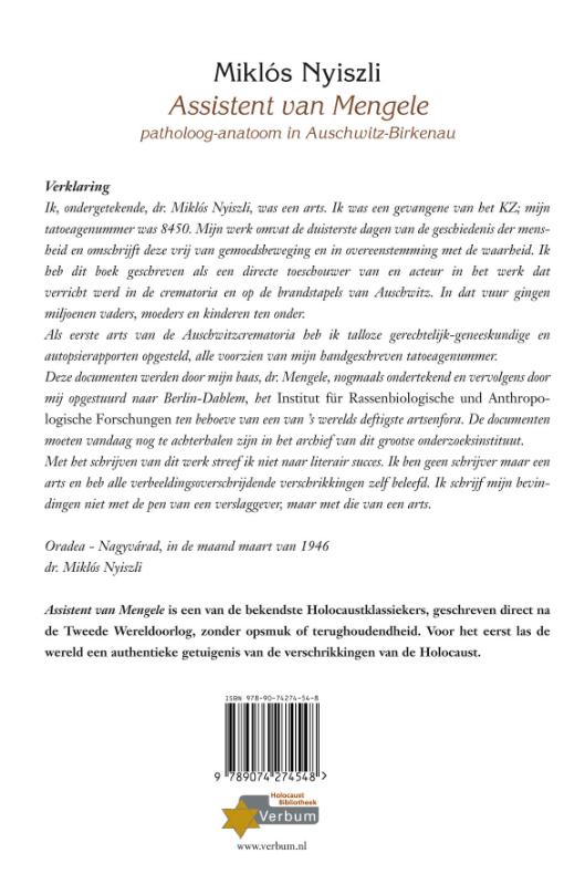 Achterkant van Assistent van Mengele