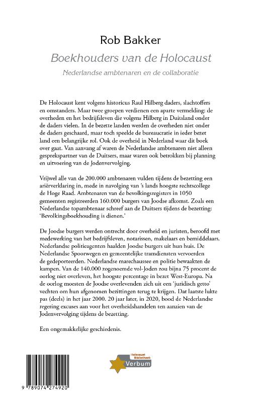 Achterkant van Boekhouders van de Holocaust