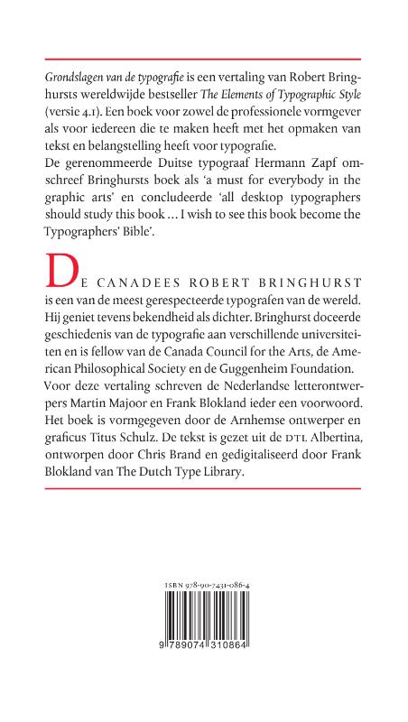 Achterkant van Grondslagen van de typografie