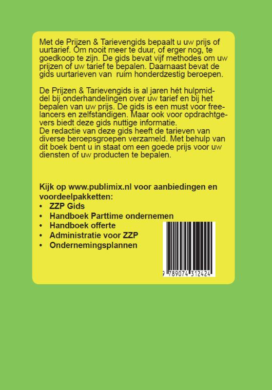 Achterkant van Prijzen & Tarievengids 2021