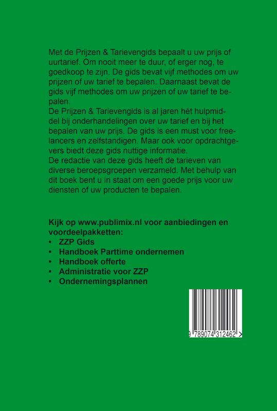 Achterkant van Prijzen & Tarievengids 2022