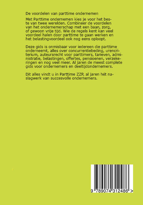 Achterkant van Handboek Parttime Ondernemen 2022