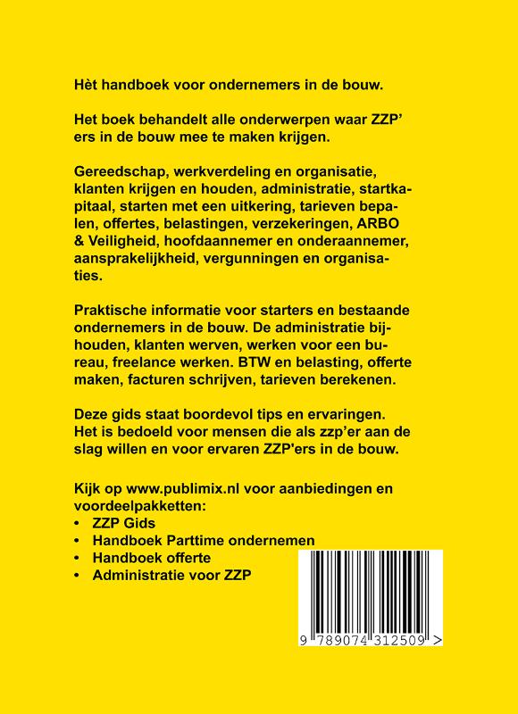 Achterkant van Handboek ZZP Bouw