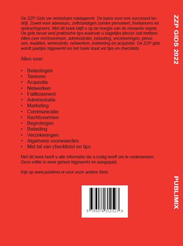 Achterkant van ZZP Gids 2022