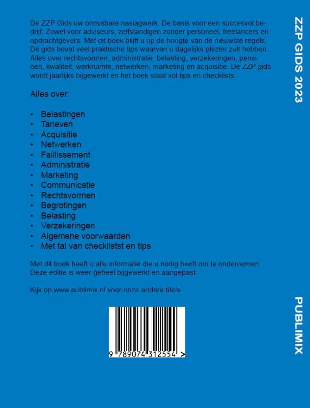 Achterkant van ZZP Gids 2023
