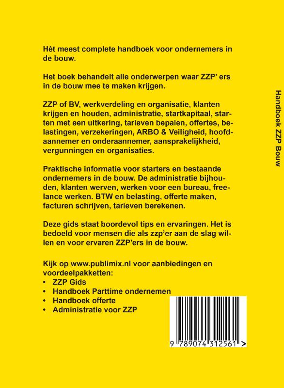 Achterkant van Handboek ZZP Bouw 2023