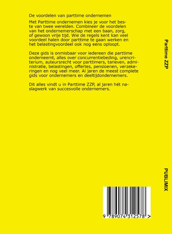 Achterkant van Handboek Parttime ZZP 2023
