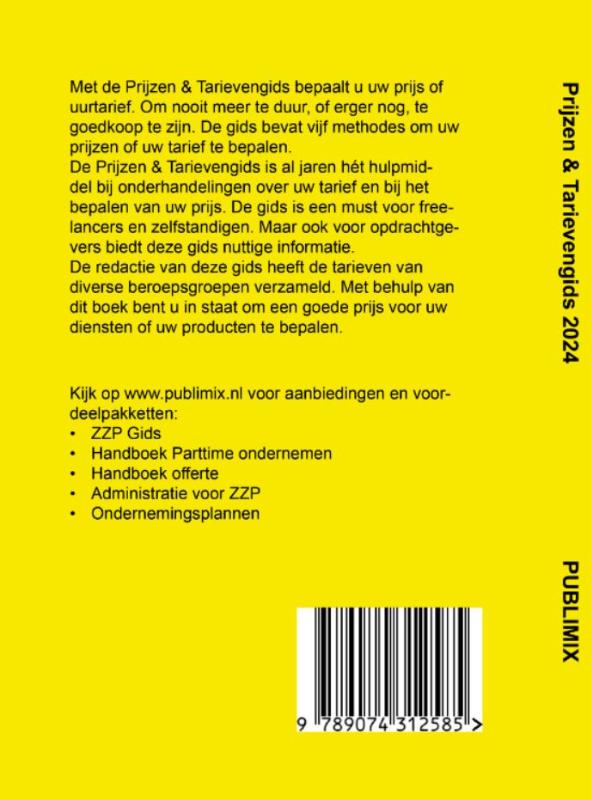 Achterkant van Prijzen & Tarievengids 2024