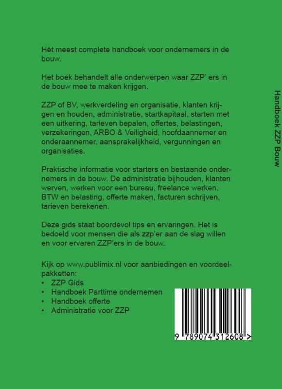Achterkant van Handboek ZZP Bouw 2024