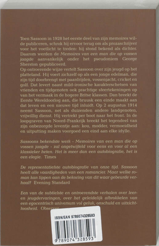 Achterkant van Memoires van een man die op vossen jaagde
