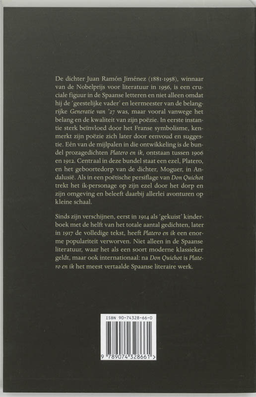 Achterkant van Platero en ik