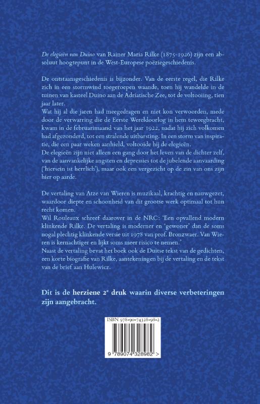 Achterkant van De elegieen van Duino