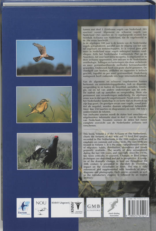 Achterkant van 2 Algemene en schaarse vogels van Nederland