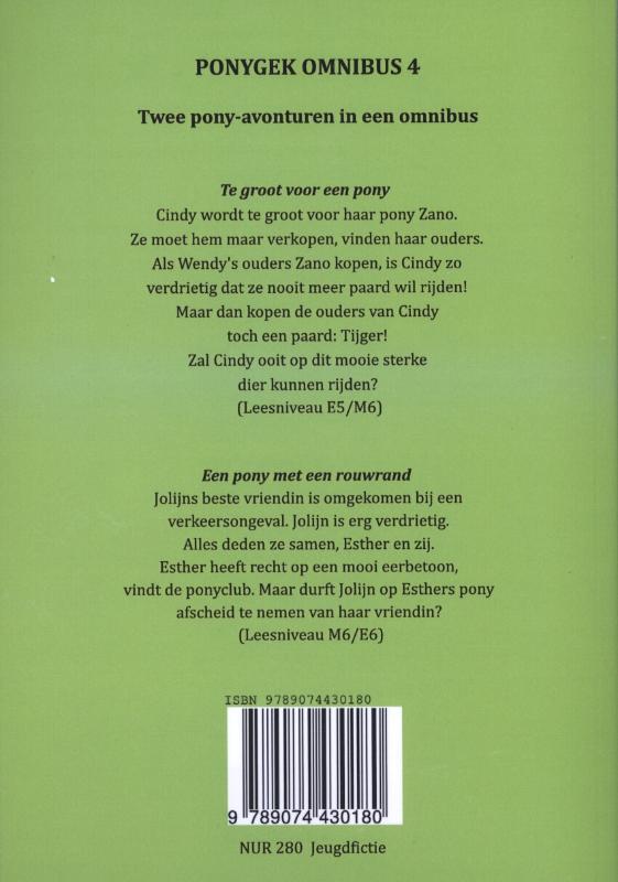 Achterkant van Te groot voor een pony en een pony met een rouwrand