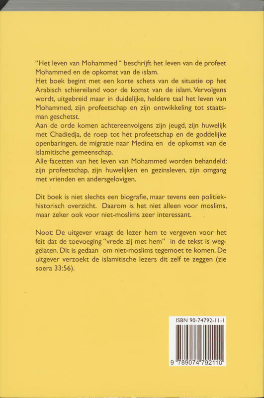 Achterkant van Het leven van Mohammed