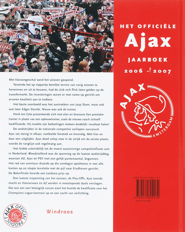 Achterkant van Ajax jaarboek 2006-2007