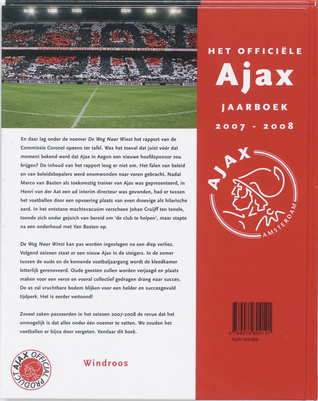 Achterkant van Het officiele Ajax jaarboek 2007-2008