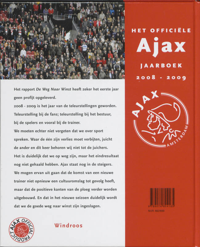 Achterkant van Het officiele Ajax jaarboek 2008-2009