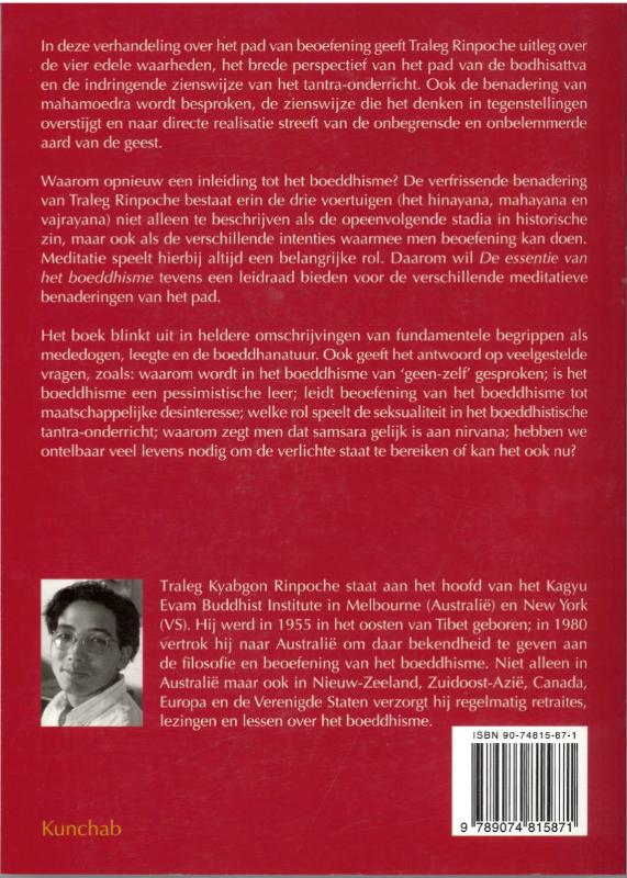 Achterkant van De essentie van het boeddhisme