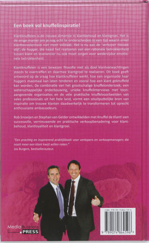 Achterkant van Knuffel de klant!