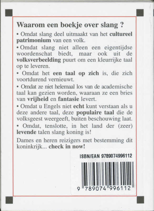 Achterkant van Engels zonder taboe (British Slang)