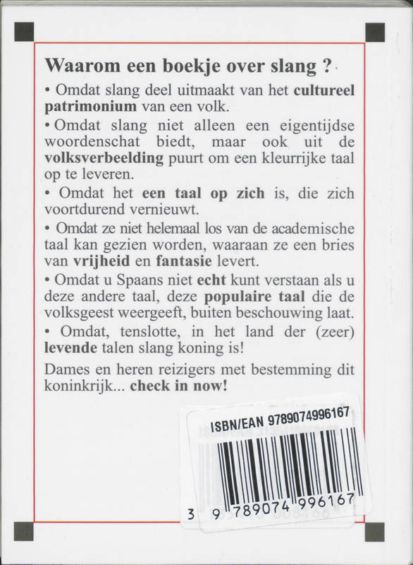 Achterkant van Spaans zonder taboe (espanol popular)