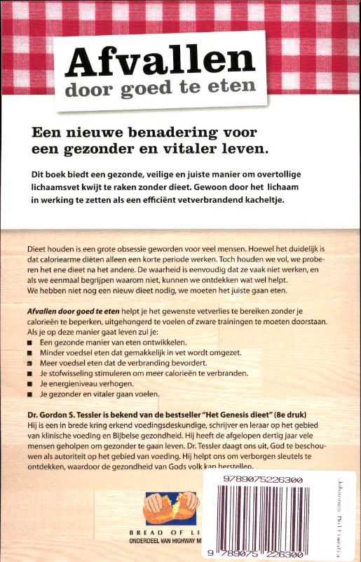 Achterkant van Afvallen door goed te eten