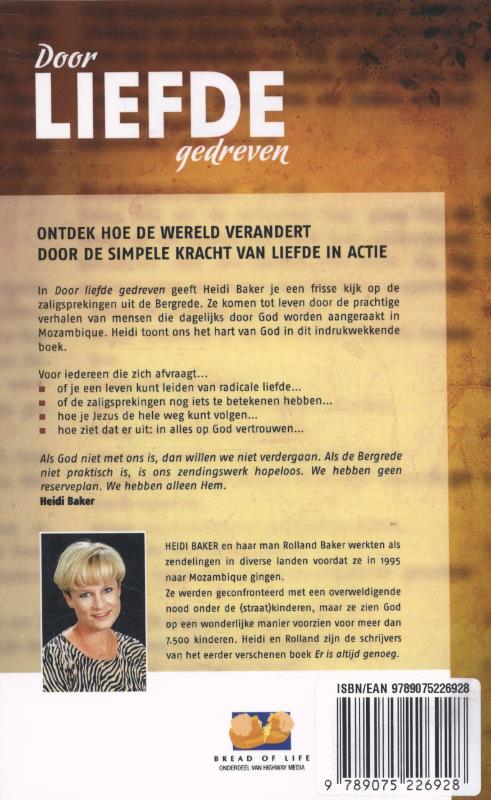 Achterkant van Door liefde gedreven