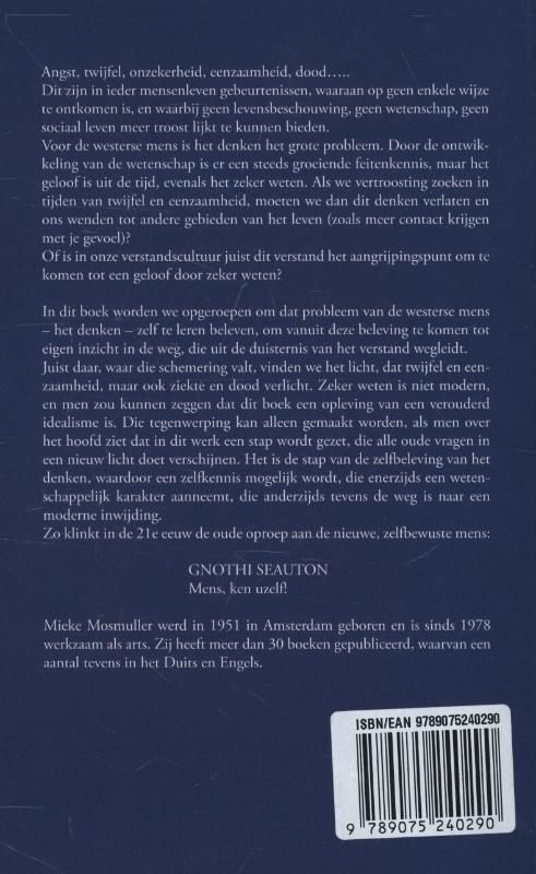 Achterkant van Zoek het licht dat opgaat in het Westen