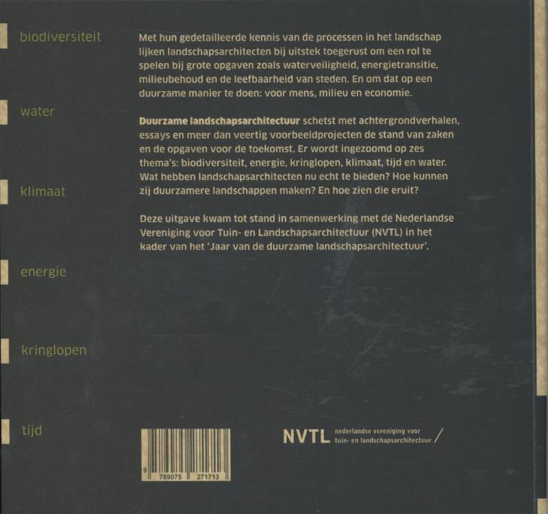 Achterkant van Duurzame landschapsarchitectuur