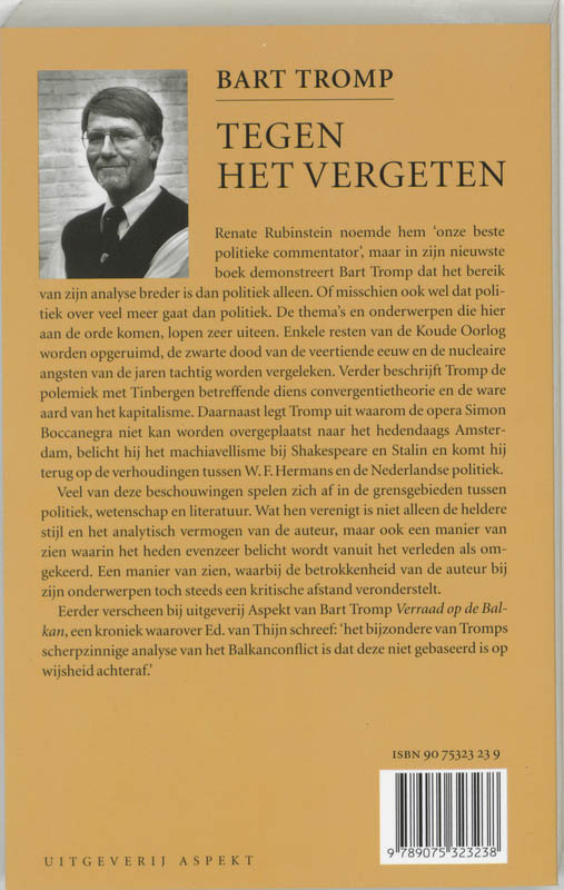 Achterkant van Tegen het vergeten