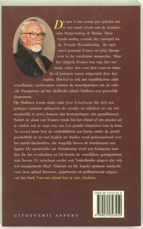 Achterkant van Van een eiland kun je niet vluchten
