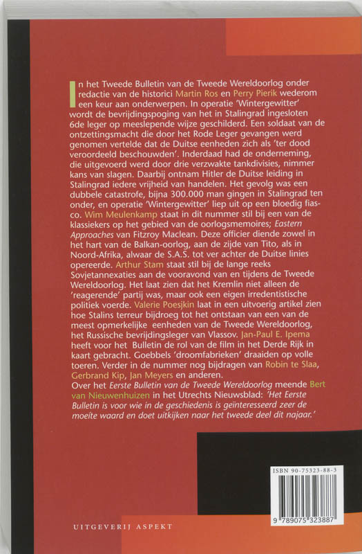 Achterkant van Tweede bulletin van de Tweede Wereldoorlog
