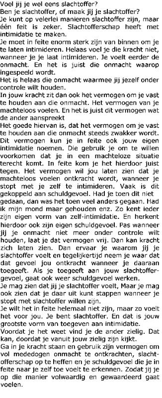 Achterkant van slachtoffer, intimidatie, schuldgevoel