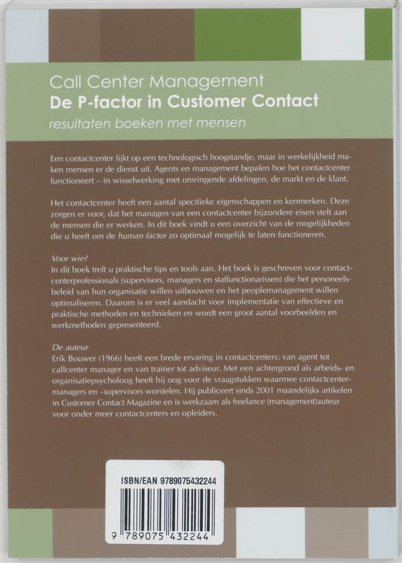 Achterkant van De P-factor in customer contact