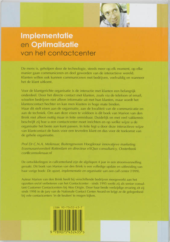 Achterkant van Implementatie en optimalisatie van het contactcenter