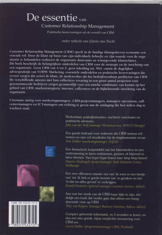 Achterkant van De essentie van Customer Relationship Management