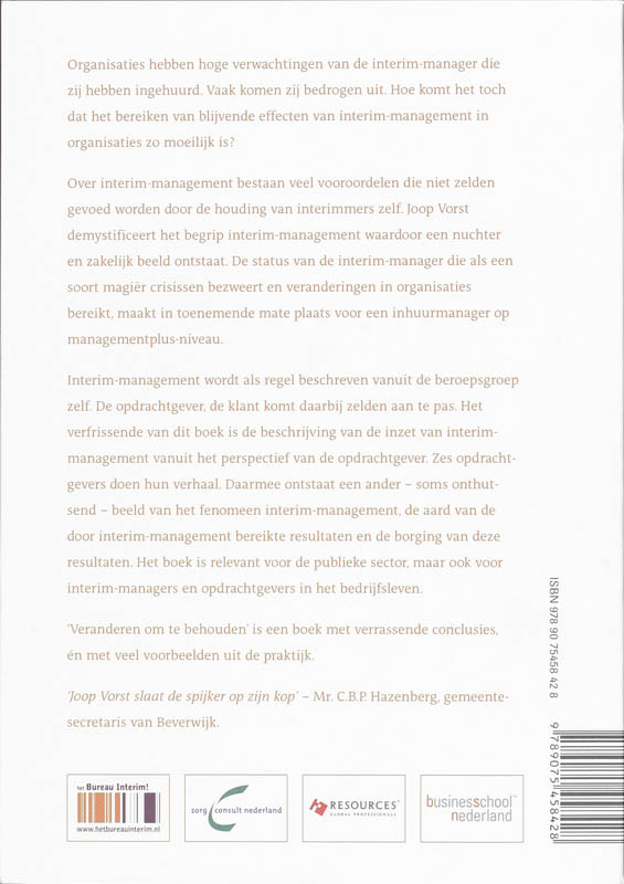 Achterkant van Verander om te behouden