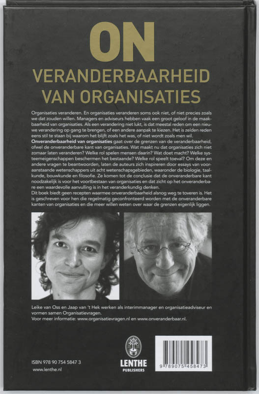 Achterkant van Onveranderbaarheid van organisaties