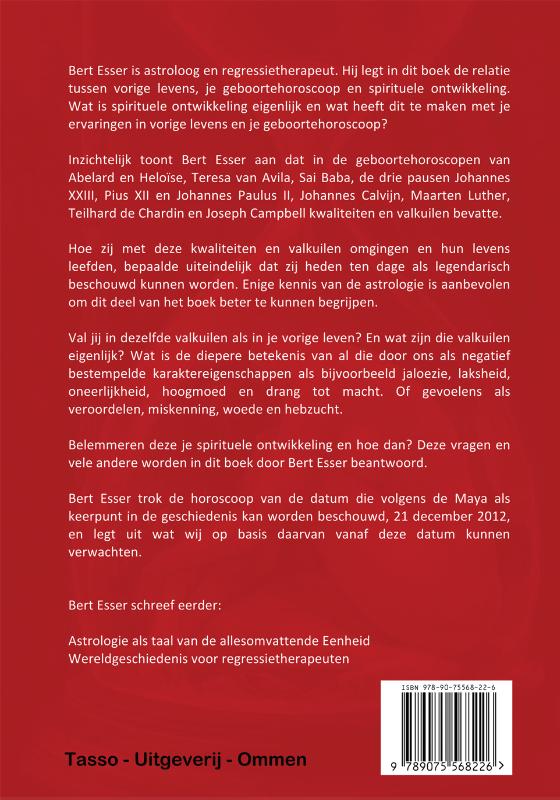 Achterkant van Vorige levens spirituele ontwikkeling en astrologie