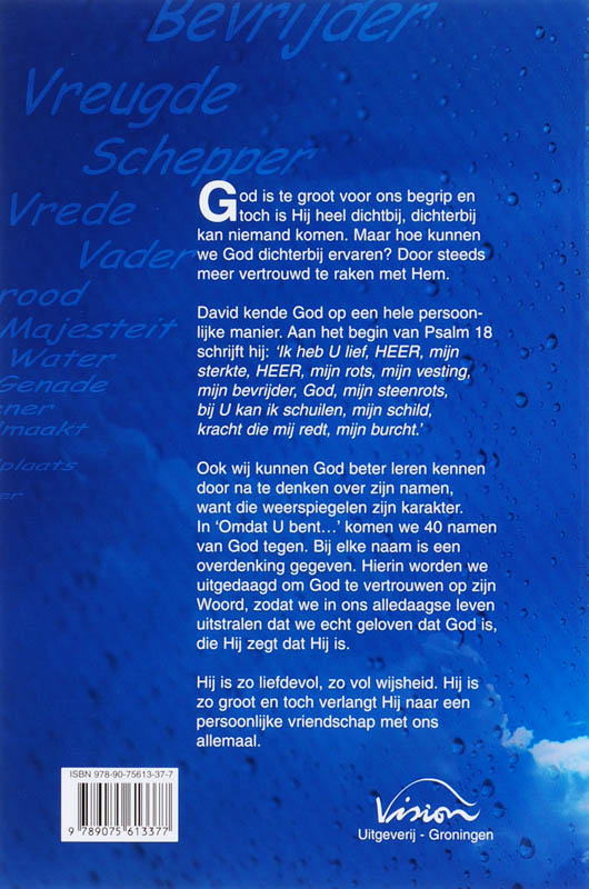 Achterkant van Omdat U bent...