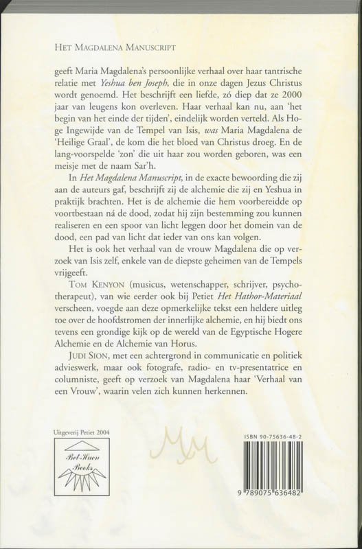 Achterkant van Het Magdalena Manuscript