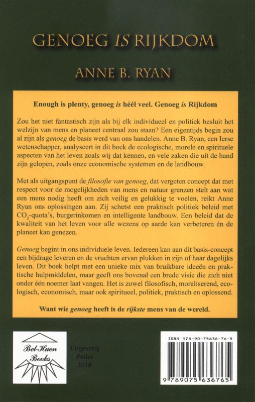 Achterkant van Genoeg IS Rijkdom
