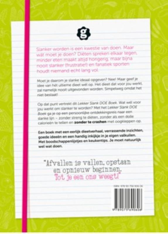 Achterkant van Lekker Slank doeboek