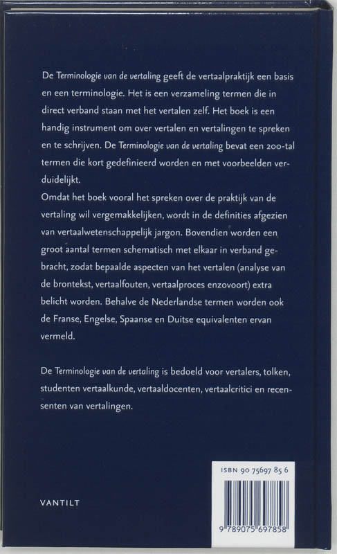 Achterkant van Terminologie van de vertaling