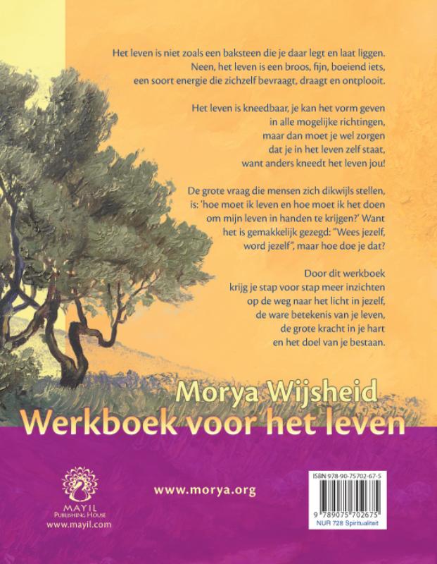 Achterkant van Morya wijsheid werkboek voor het leven
